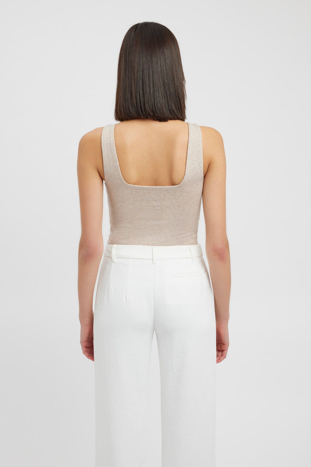 front Jordie Boat Tank Kookai Relaxed Thick strap white womens-singlets 