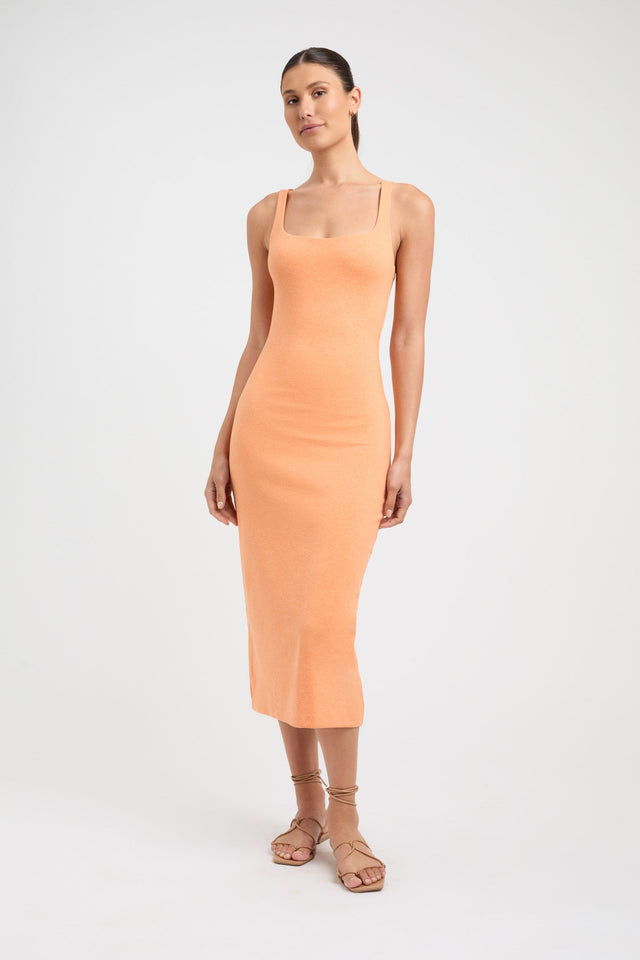 product Marcella Midi Dress Kookai Straight Midi Fitted Scoopneck orange womens-dresses 