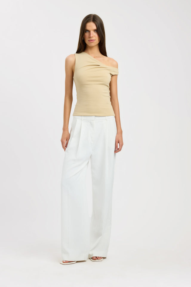 side Greta Top Kookai Fitted Asymmetry Sleeveless Womens-Blouse 