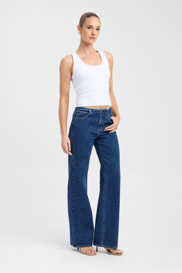 front Lewis Tank Kookai Fitted Thick strap Scoop black womens-singlets 