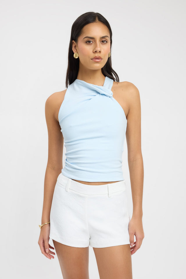 front Nadia Top Kookai Fitted Thick strap Asymmetry black womens-singlets 