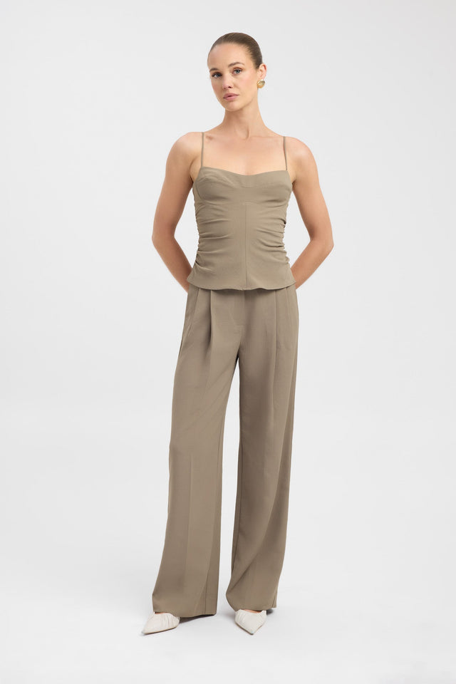 side Opal Cinch Top Kookai Fitted Thin strap Sweetheart black womens-singlets 