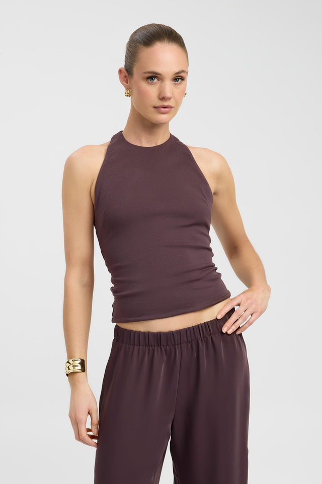 front Imogen Racer Tank Kookai Fitted Roundneck Sleeveless Womens-Blouse 