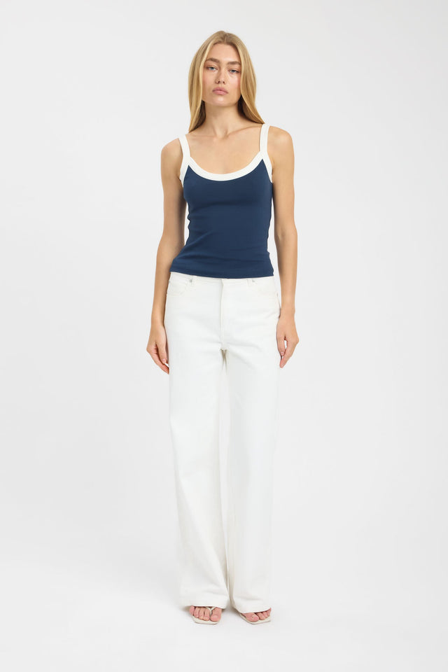 side Kosa Tank Kookai Fitted Scoopneck Sleeveless Womens-Blouse 