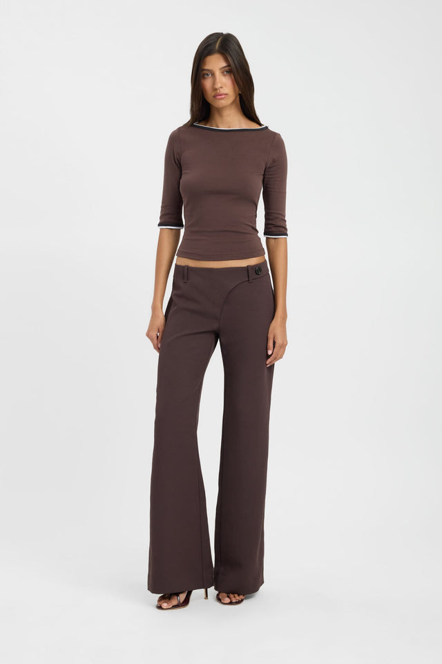 Designed with the Jac Contrast Top womens blouse in fitted short length on-body
