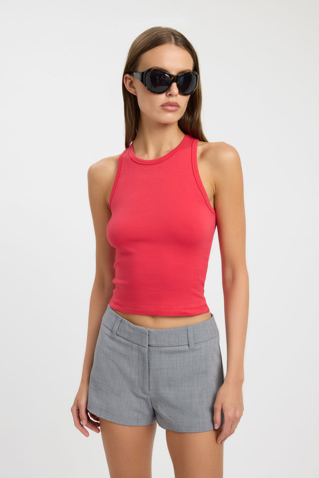 Showcasing the Austin Tank womens-singlets with fitted thick strap round neckline in tomato detail