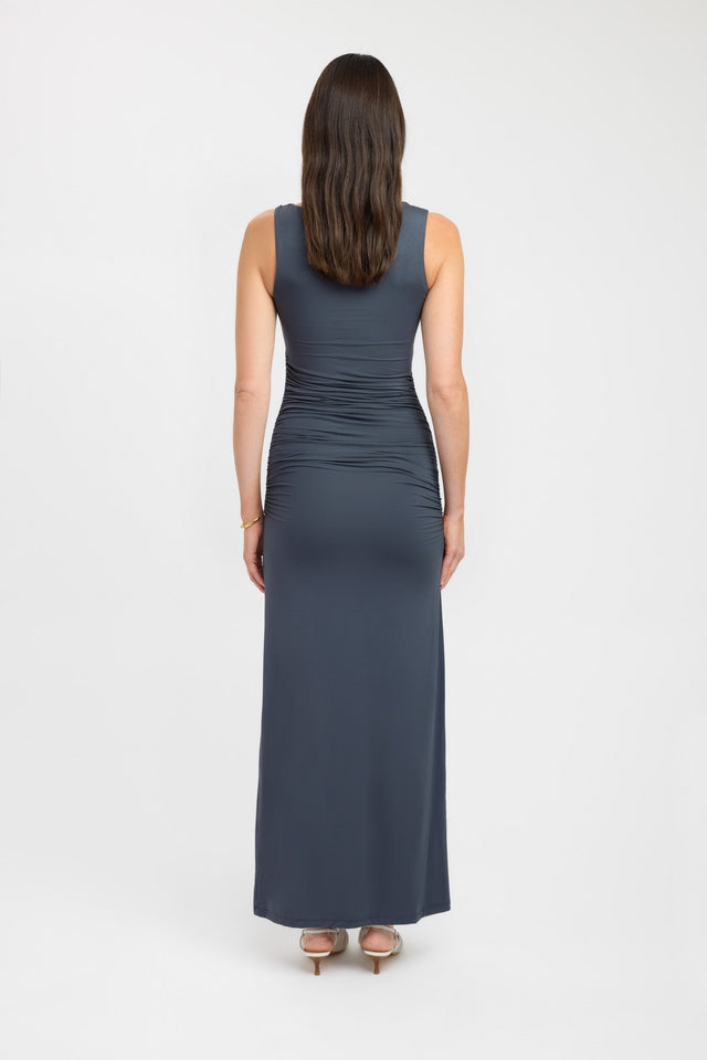 front Alannah Maxi Dress Kookai Straight Maxi Fitted Boatneck darkblue womens-dresses 