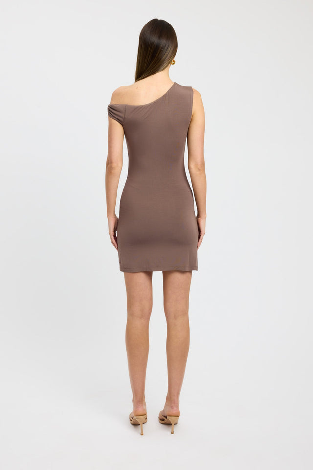 product Tilly Twist Mini Kookai Bodycon Mini Fitted Asymmetry brown womens-dresses 