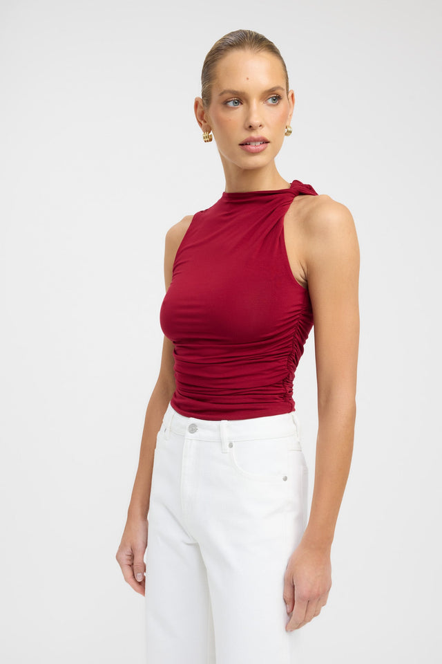 side Ziah Top Kookai Fitted Highneck Sleeveless Womens-Blouse 