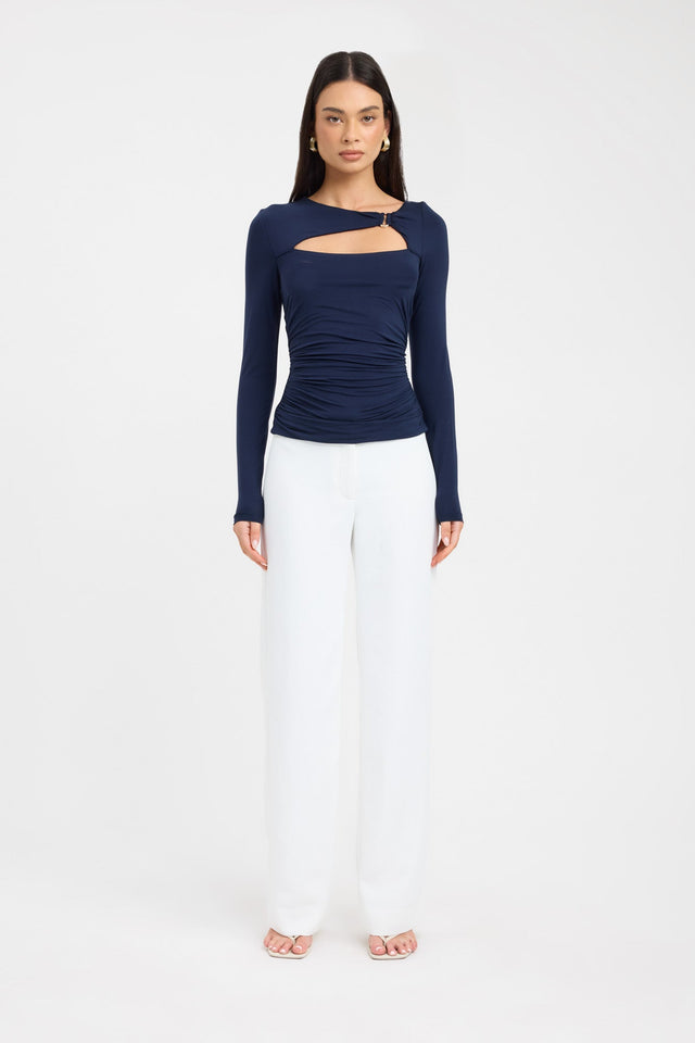 front Havana Long Sleeve Top Kookai Fitted Asymmetry Long sleeve Womens-Blouse 