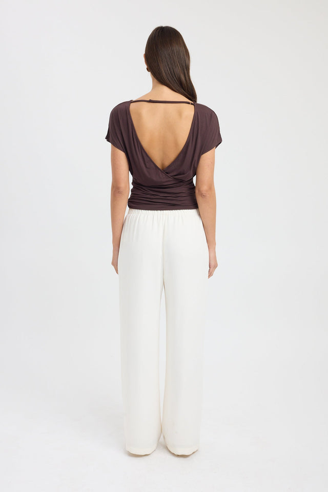 back Amaya Top Kookai Fitted Boatneck Short sleeves Womens-Blouse 