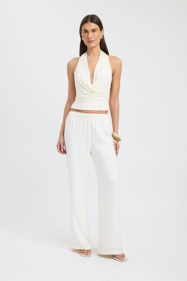 side Walker Halter Top Kookai Fitted Cowlneck Sleeveless Womens-Blouse 