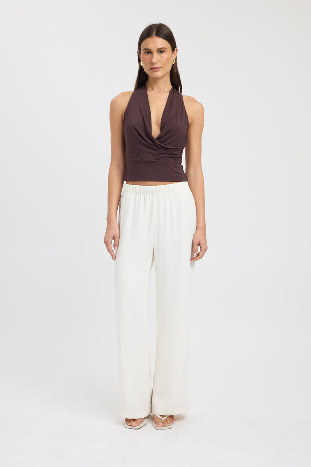 side Walker Halter Top Kookai Fitted Cowlneck Sleeveless Womens-Blouse 