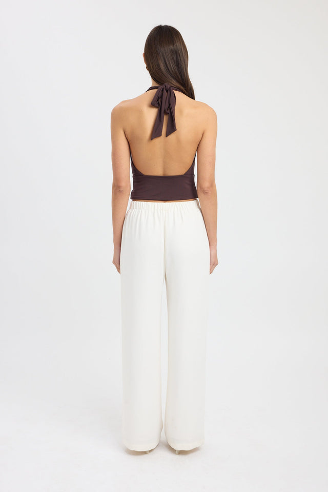 back Walker Halter Top Kookai Fitted Cowlneck Sleeveless Womens-Blouse 