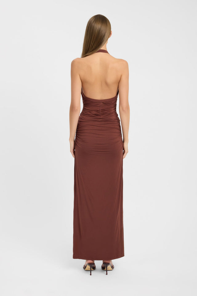 Designed with the Avanti Top womens blouse featuring fitted rosy brown v-neck sleeveless cut back