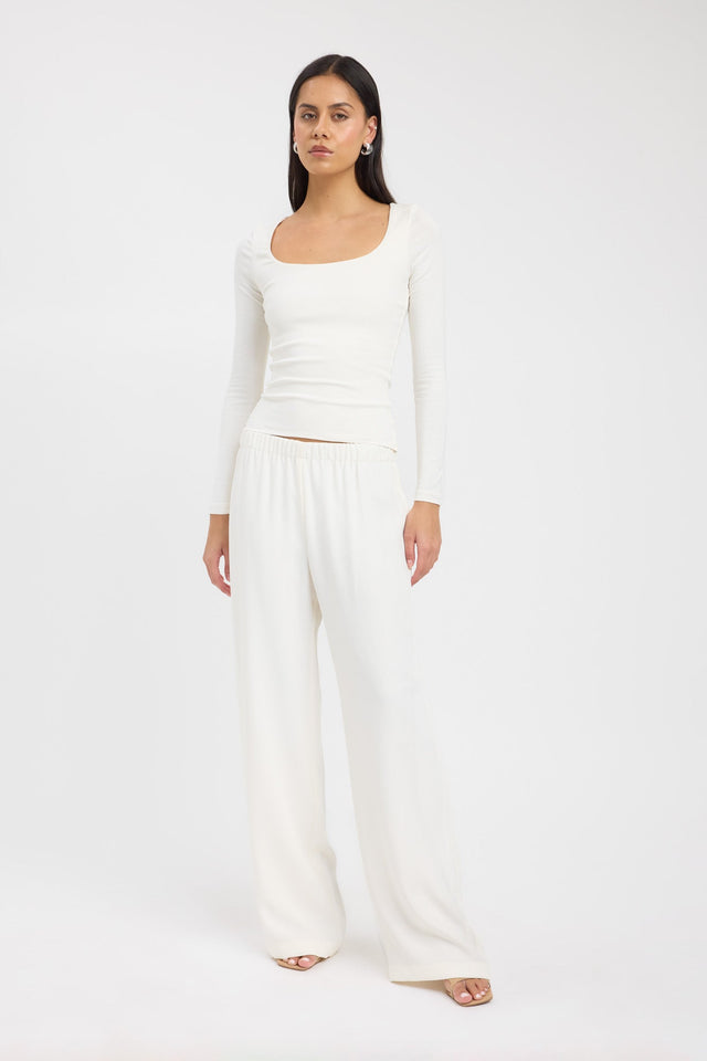 side Rosie Long Sleeve Top Kookai Fitted Scoopneck Long sleeve Womens-Blouse 