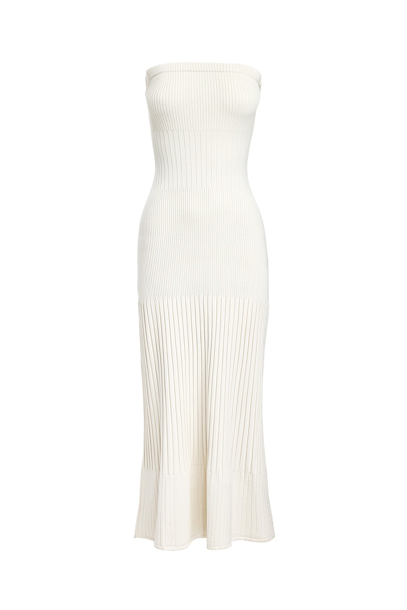 Linear crepe pleat strapless dress sale