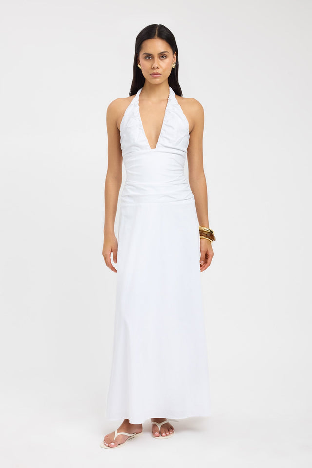 side Solana Low Cut Dress Kookai Fit-and-flare Maxi Fitted Plungeneck womens-dresses 