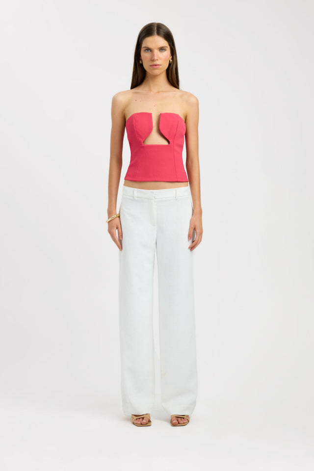 side Ariel Low Cut Top Kookai Fitted Plungeneck Sleeveless Womens-Blouse 