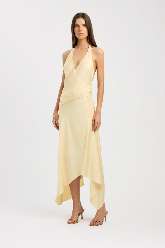 side Palermo Godet Dress Kookai Aline Maxi Relaxed V-neck womens-dresses 