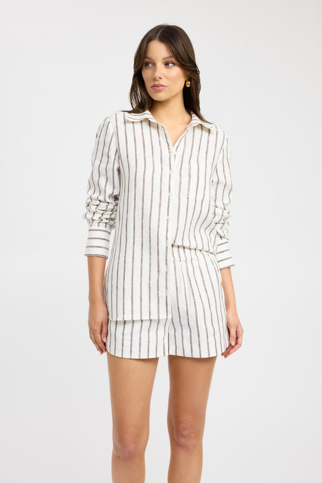 product Tally Stripe Shirt Kookai Collar Full white womens-shirt 