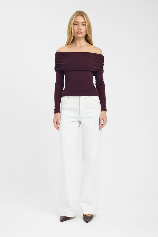 front Shiloh Fold Top Kookai Fitted Straight Long sleeve Womens-Blouse 