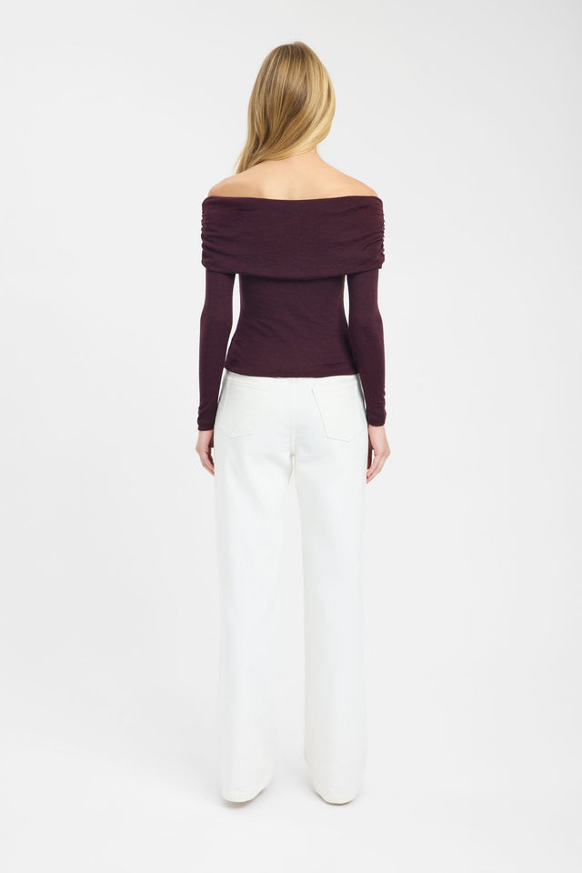 back Shiloh Fold Top Kookai Fitted Straight Long sleeve Womens-Blouse 