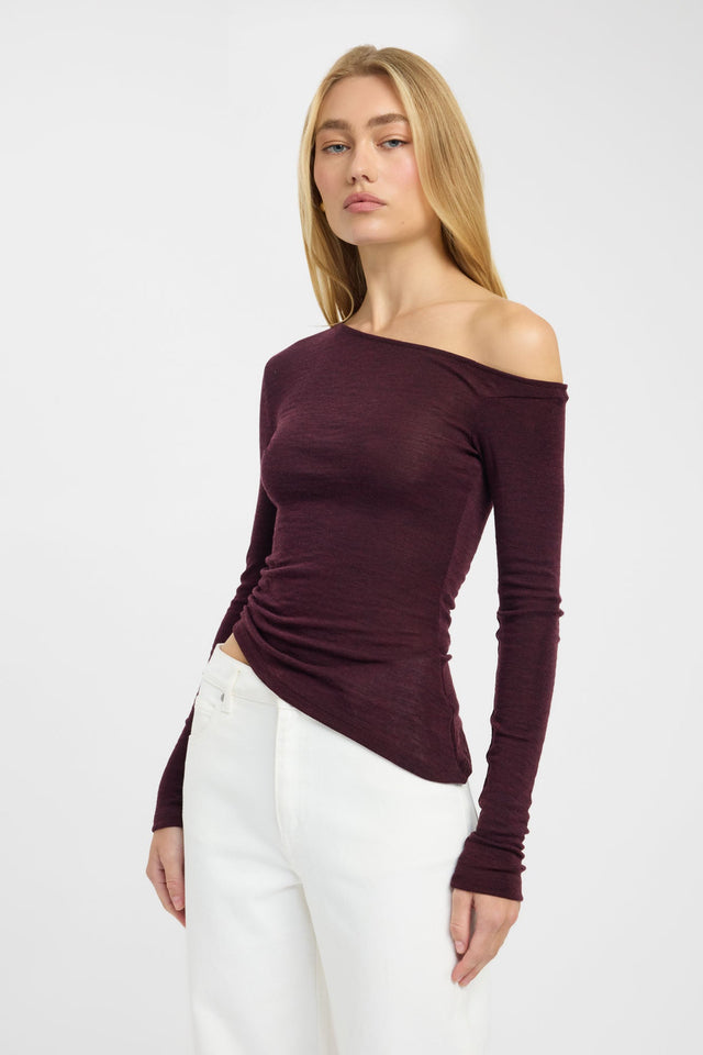 side Oakley Wool Top Kookai Fitted Asymmetry Long sleeve Womens-Blouse 