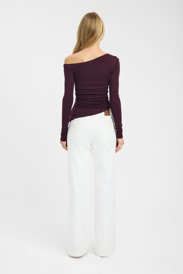 back Oakley Wool Top Kookai Fitted Asymmetry Long sleeve Womens-Blouse 