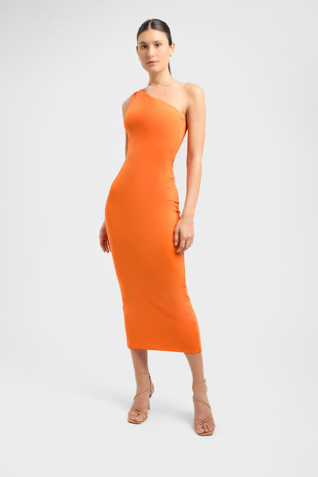 product Bambi Midi Dress Kookai Bodycon Midi Relaxed Asymmetry orange womens-dresses 