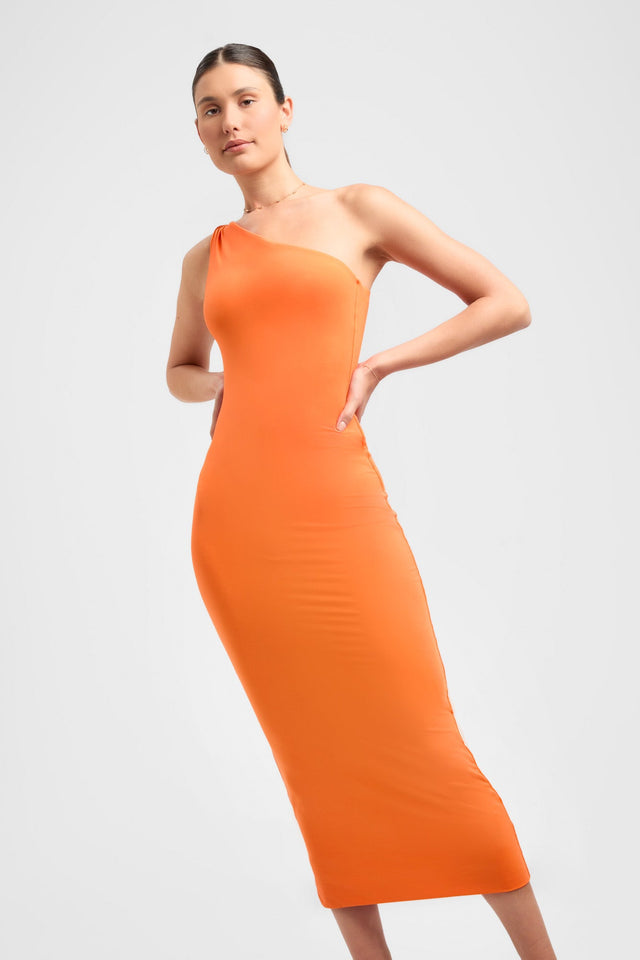 product Bambi Midi Dress Kookai Bodycon Midi Relaxed Asymmetry orange womens-dresses 