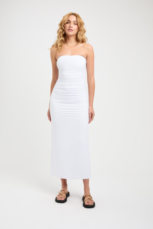 product Elise Strapless Dress Kookai Straight Midi Fitted Straight white womens-dresses 