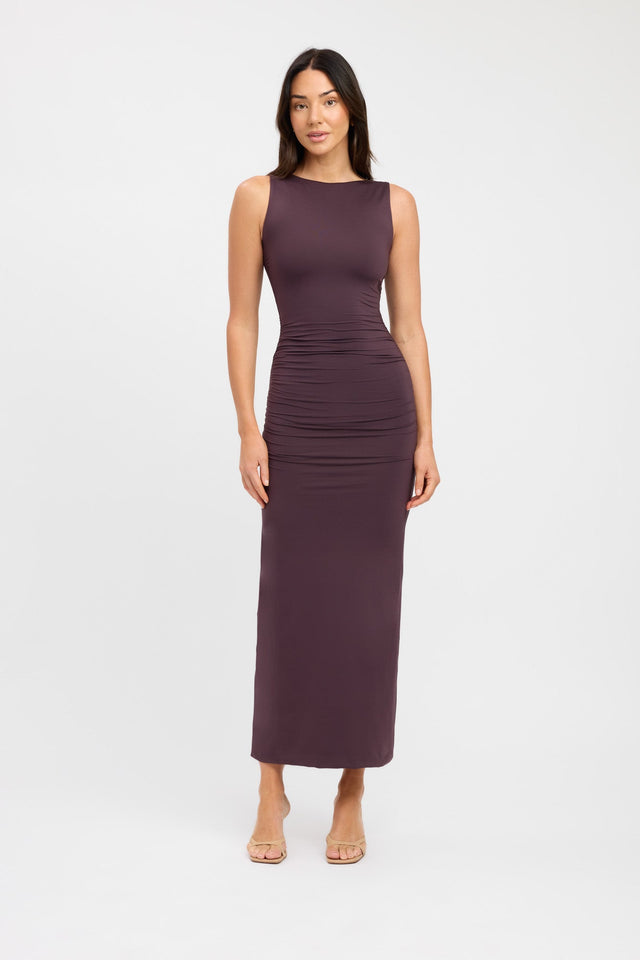 product Estelle Midi Dress Kookai Bodycon Midi Fitted Roundneck brown womens-dresses 