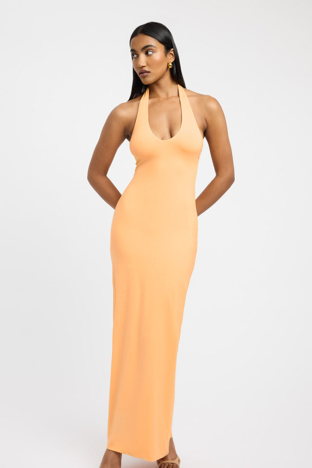 product Stella Halter Maxi Dress Kookai Bodycon Maxi Fitted Plungeneck orange womens-dresses 