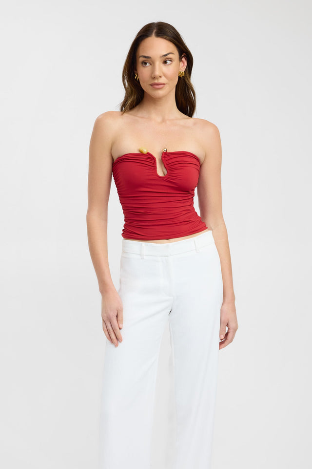 product Tayla Trim Top Kookai Fitted Sweetheart Sleeveless Womens-Blouse 