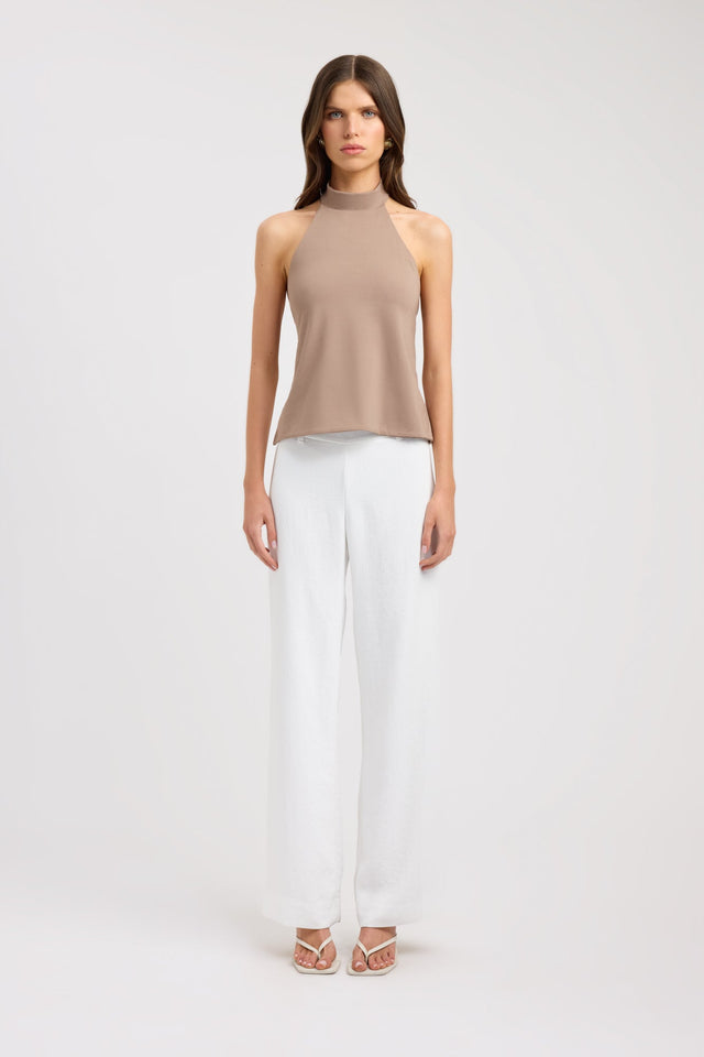 side Kaye Top Kookai Fitted Highneck Sleeveless Womens-Blouse 