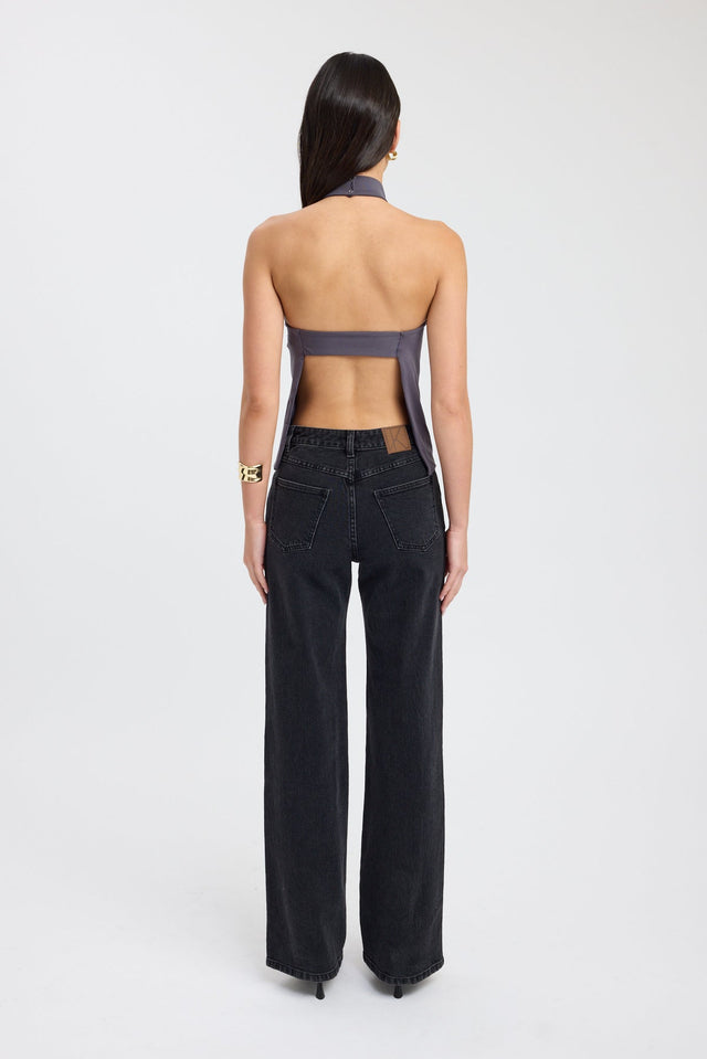 back Kaye Top Kookai Fitted Highneck Sleeveless Womens-Blouse 