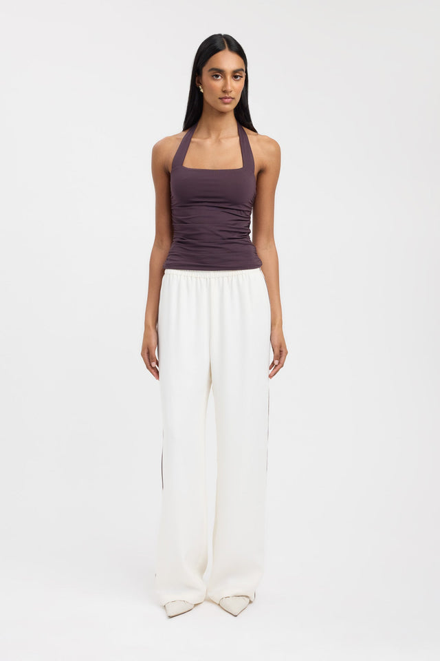 front Hailey Halter Top Kookai Fitted Thick strap Square black womens-singlets 