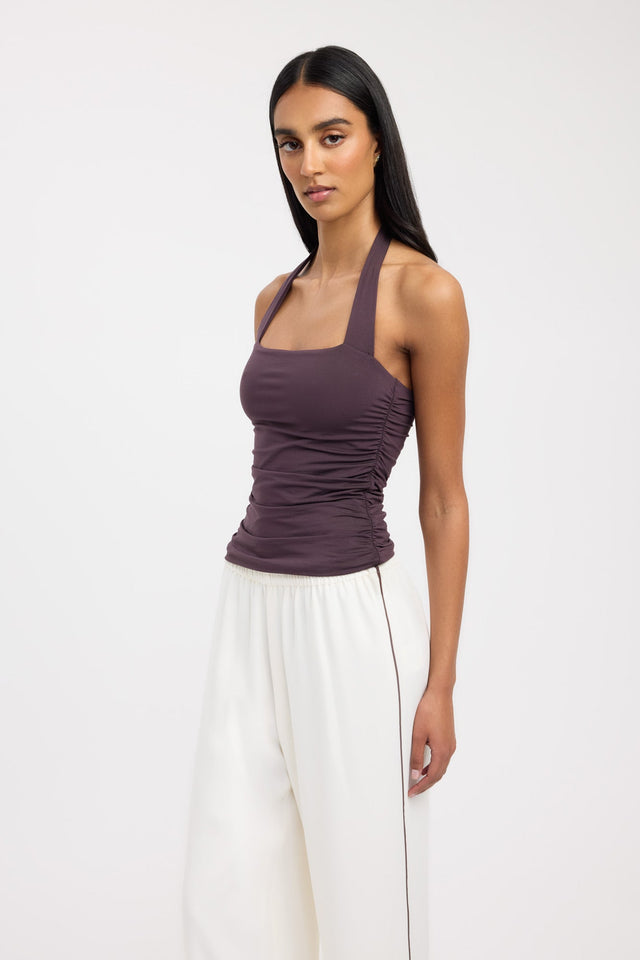 side Hailey Halter Top Kookai Fitted Thick strap Square black womens-singlets 