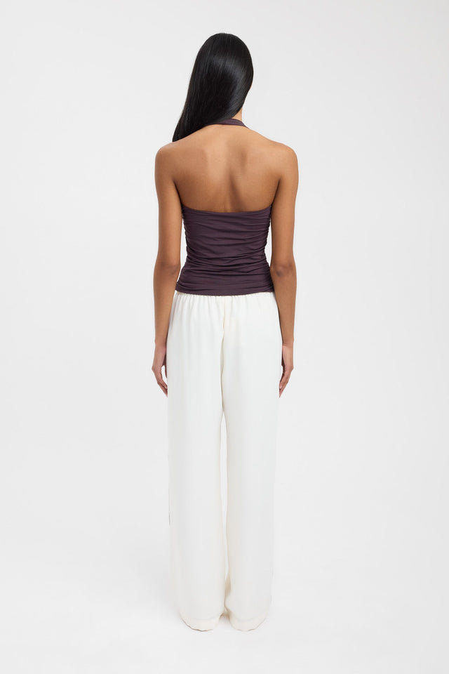 back Hailey Halter Top Kookai Fitted Thick strap Square black womens-singlets 