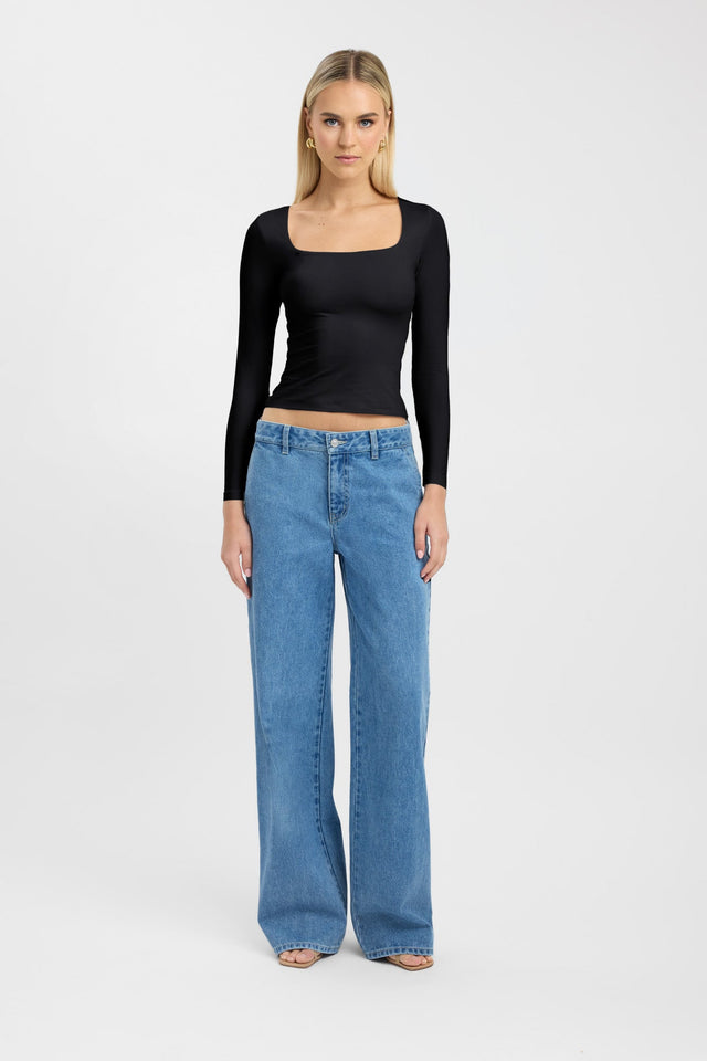 front Eden Long Sleeve Top Kookai Fitted Squareneck Long sleeve Womens-Blouse 