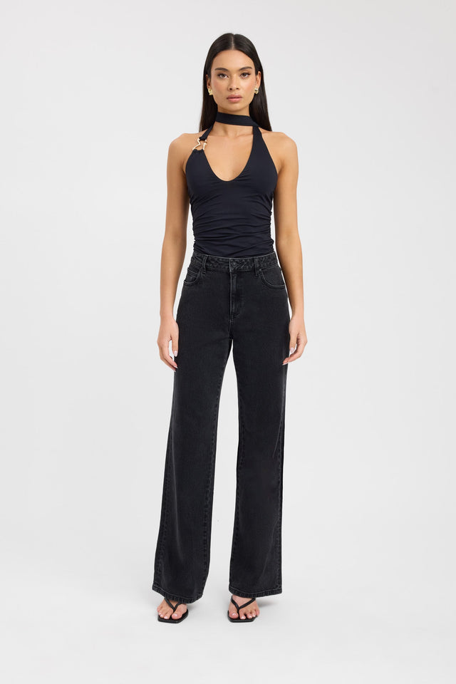 side Demi Top Kookai Fitted Scoopneck Sleeveless Womens-Blouse 