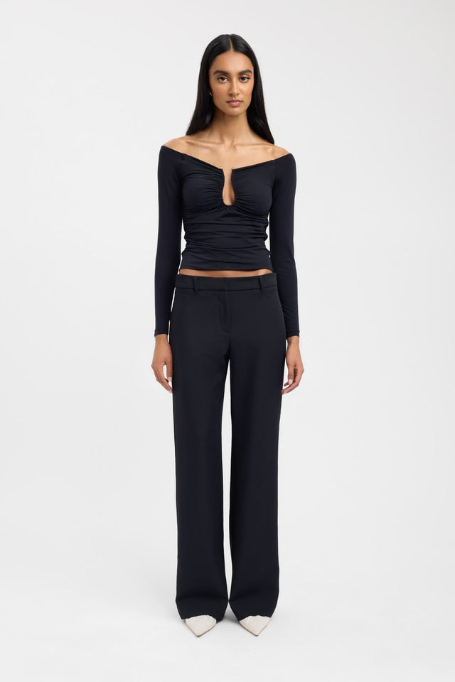 front Astrid Long Sleeve Top Kookai Fitted Plungeneck Long sleeve Womens-Blouse 