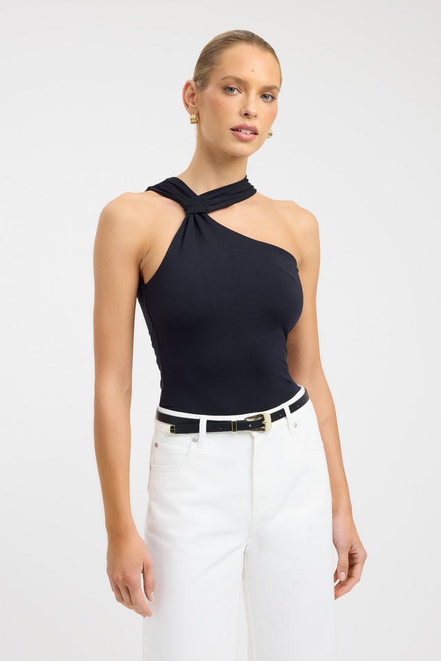 front Talissa Top Kookai Fitted Asymmetry Sleeveless Womens-Blouse 