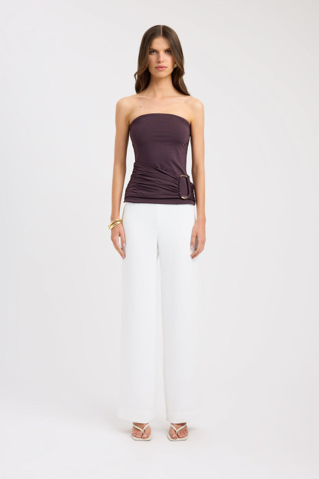 front Torin Trim Top Kookai Fitted Straight Sleeveless Womens-Blouse 