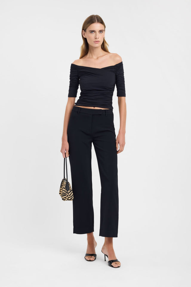Styled view of Alto Staple Pant womens regular pants featuring wide-leg high-rise cut in black product
