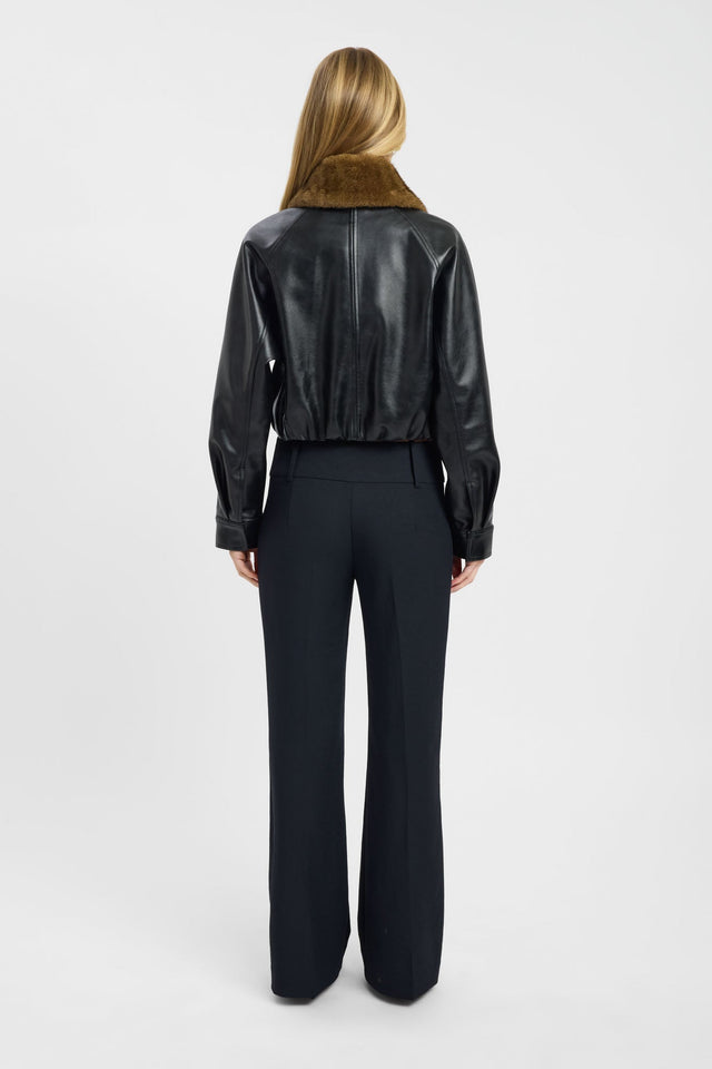 Presenting the Heavy Phoenix Fur Jacket in women's coats and jackets with full sleeves, aviator style, short length, and black color back