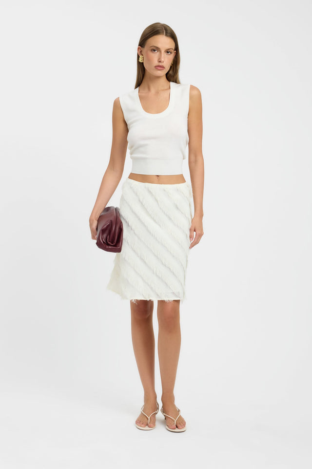 Showcasing the Jackson Scoop Tank womens-singlets with fitted silhouette, thick straps, and scoop neckline in white front
