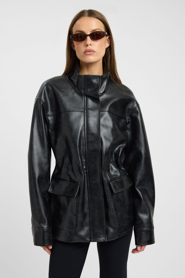 Featuring the Heavy Phoenix Cinched Jacket in womens coats and jackets with full sleeves, regular length, in black front