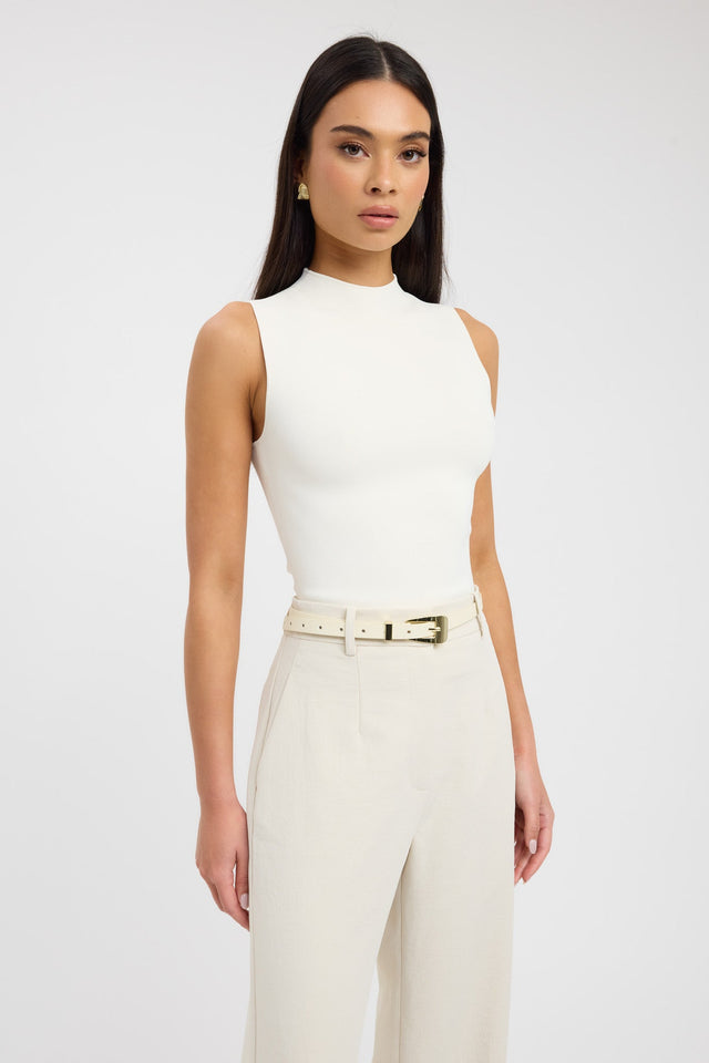 front Serenity Tank Kookai Fitted Highneck Sleeveless Womens-Blouse 